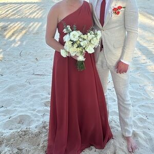 Azazie Dallas Terracotta A-Line One Shoulder Chiffon Dress